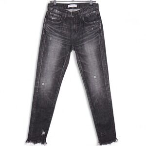 Moussy Vintage Black Wash Distressed Frayed Hem Jeans
